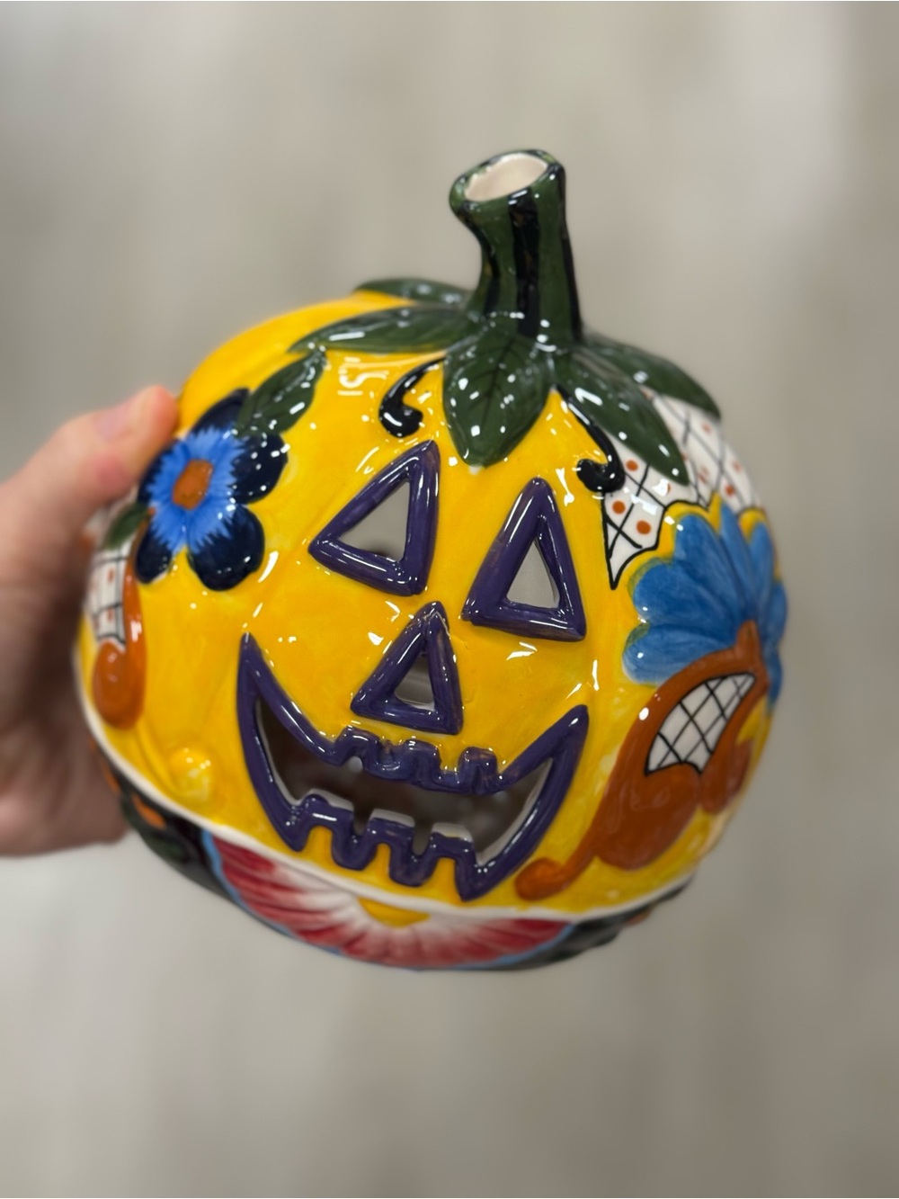 Blue sky Ceramic Jack-O'-Lantern Pumpkin